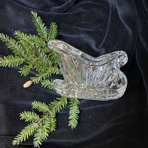 Vintage Lead Crystal Sleigh/Votive Holder, 24%Lead Crystal, Made in USA